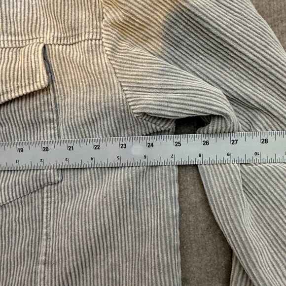 KATYdid XL Neutral Corduroy Distressed Woman’s Shacket Button Up Grey Raw Hem - Picture 5 of 8